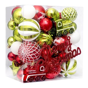 65 Pcs Christmas Balls, Plastic Christmas Plastic Decorative Baubles, Shatterproof Xmas Tree Ornaments Set Hanging Balls, - 1 of 4
