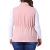 Agnes Orinda Women's Plus Size Utility Cargo Pockets Drawstring Waist Sleeveless Scrub Vests - 4 of 4