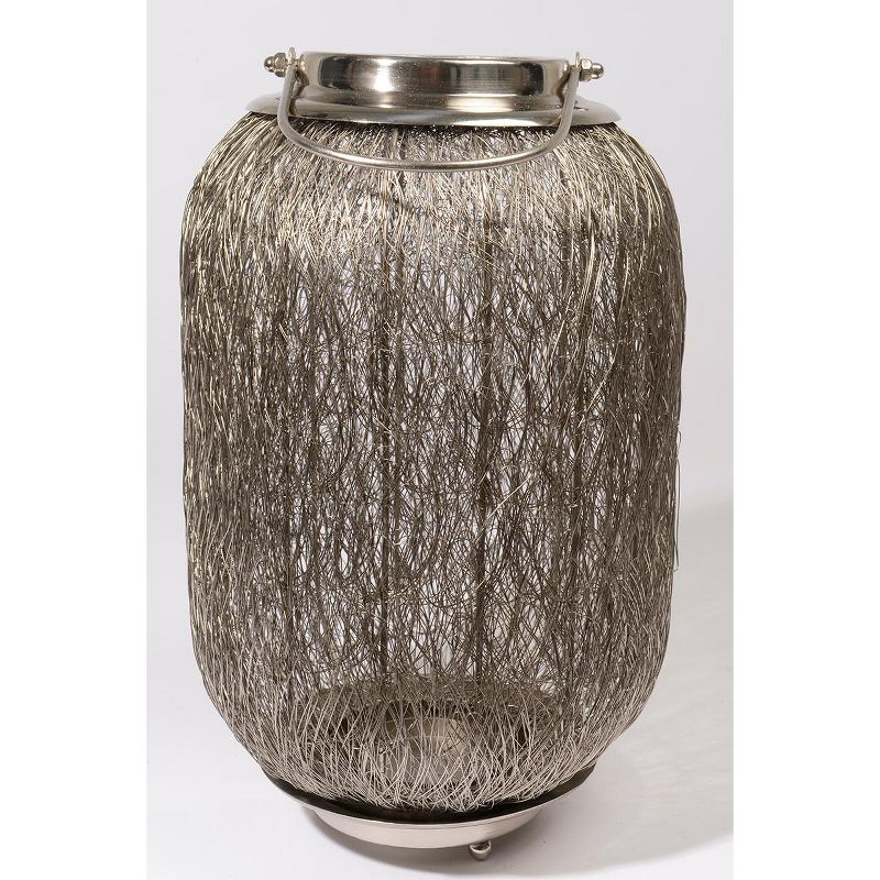 Kaemingk 27.25" Beach Day Contemporary Chic Extra Large Wire Woven Hurricane Pillar Candle Holder, 1 of 2