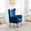 Roundhill Furniture Sovarol Velvet Button-Tufted Wing Back Accent Chair, Blue - 4 of 4