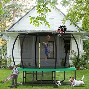 Whisen Outdoor Pumpkin Trampoline with Safety Enclosure Net, Foam Padded Poles, W-Shaped Legs, Balance Bars - 1 of 4