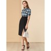 INSPIRE CHIC Women's Tie Neck Short Sleeve Plaid Blouse - 4 of 4