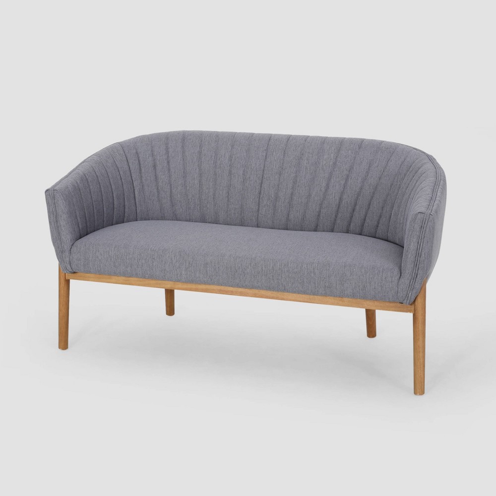 Photos - Sofa Galena Mid-Century Loveseat Charcoal - Christopher Knight Home: Upholstere