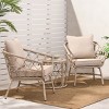 3-Piece Wicker Patio Sofa Set with Cushions, Outdoor Small Space Chat Sets for Garden or Balcony–The Pop Home - 2 of 4