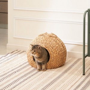 UbMelt Wicker Round Cat Bed Cave Cozy Pet Bed Cat Sofa Bed with Handles For Any Size Cat Breeds, Chihuahua - 1 of 4