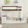 Twin Over Twin Wood Bunk Bed with Twin Size Trundle, 3 Drawers, Desk and USB Ports, 4Q -ModernLuxe - image 2 of 4