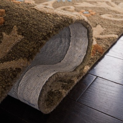 Cambridge 4' Round Ivory and Moss Hand-Tufted Wool Rug