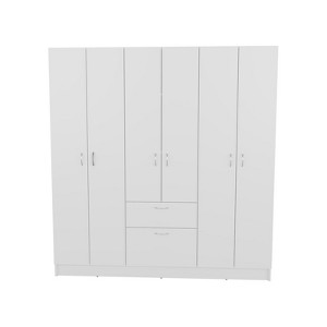 SEVOBAL Armoires 71.2 Inch Mitu Six Door Armoire with Seven Interior Shelves One Drawer Hanging Rod for Bedroom Storage, White, 18.6"*63.8"*71.3" - 1 of 4
