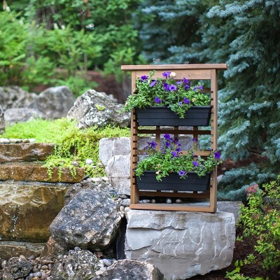 Gardenview Natural Wood Trellis with Black Planters