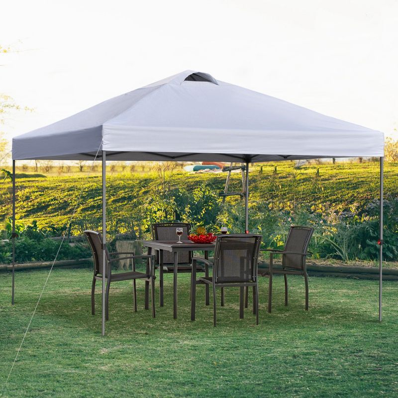 Outsunny 10' x 10' Pop Up Canopy Event Tent with Center Lift Hook Design, 3-Level Adjustable Height, Top Vent Window Design and Easy Move Roller Bag, 2 of 9
