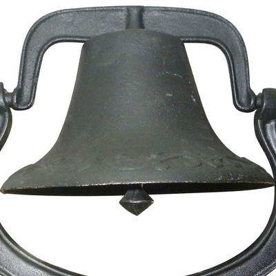 Large Black Cast Iron Farm Bell with Mounting Frame