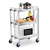 GustoWave 3 Tier Rolling Utility Collapsible Service Cart for Home Restaurants Bars Offices, Silver - 2 of 4