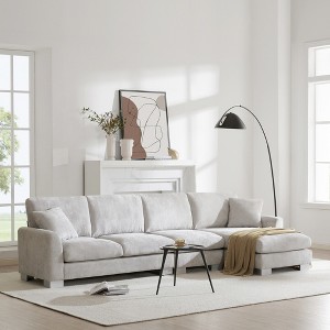 Whisen Modern Oversized Sectional Sofa, L-shaped Luxury Couch Set with Chaise and 2 Pillows - 1 of 4