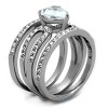 Slickblue Women’s Heart-Shaped CZ Engagement Ring in Silver Stainless Steel with Accent Stones, Sizes 5-10 - 4 of 4