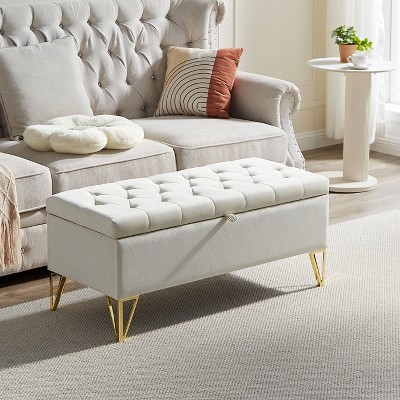 TiramisuBest Velvet Tufted Bedroom Bench, Upholstered Long Window Bench with Bolster, Entryway Bench for Living Room, Violet
