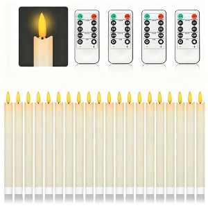 AEELLEEA 20-Pack Ivory Pillar Candles - Flameless LED Warm Light Decor for Christmas/Mantel/Dinner Party - 1 of 4