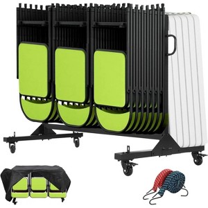 Acekool Folding Chair Rack Cart with Adjustable Height, PVC Locking Wheels, Cover Included, Heavy Duty Metal Frame, Holds up to 42 Chairs - 1 of 4