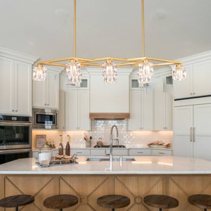 BAOURE 38.4in Crystal Chandelier for Dining Room, Gold 8-Light Kitchen Chandelier Light Fixture Modern Metal Industrial Chandeliers - 1 of 4