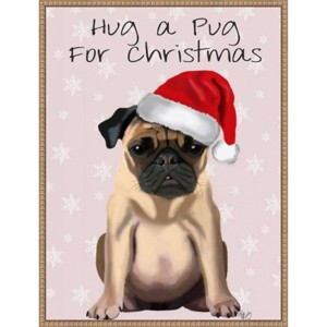 Amanti Art 23"x30" Hug a Pug by Fab Funky Framed Canvas Wall Art Print - 1 of 4
