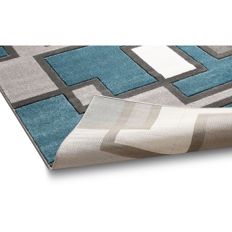 Uptown Squares Modern Geometric Comfy Casual Hand Carved Abstract Boxes Contemporary Thick Soft Plush Area Rug, 3 of 7