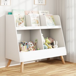 Arceso 2-Tier Kids Bookshelf and Toy Organizer,5 Cubbies, Modern Style, Wood, 32.4x12.5x27.3 inches, 32.5 pounds - 1 of 4