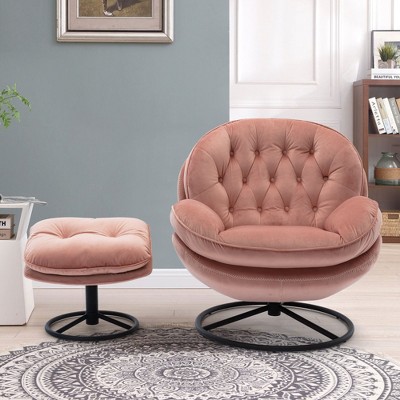 CAVINAS Modern Accent chair with Ottoman Living Room Chair Upholstered Sofa Chair Comfy Chair for Reading Room, Bedroom