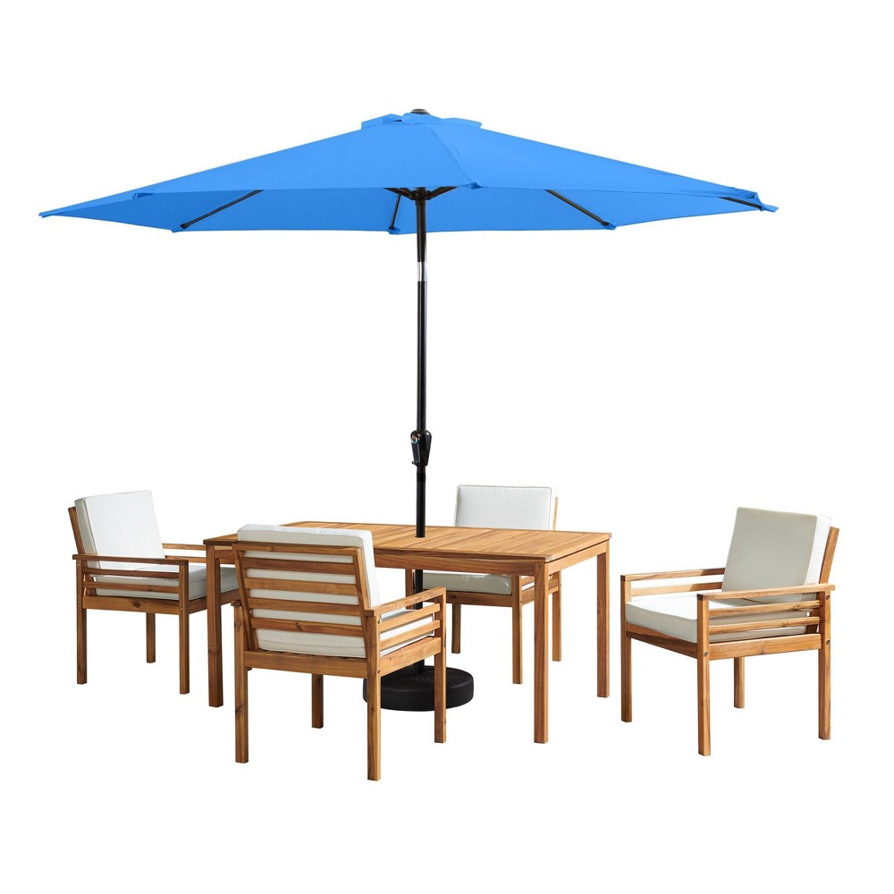 Photos - Dining Table Alaterre Furniture 6pc Outdoor Patio Dining Set, Okemo Table with 10' Auto Tilt Umbrella Brilliant Blue