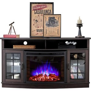 AMERLIFE Curved Fireplace TV Stand with 26'' Electric Fireplace - 1 of 2