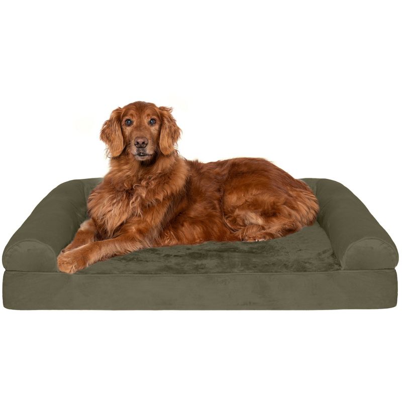 FurHaven Faux Fur & Velvet Orthopedic Sofa Dog Bed, 1 of 7