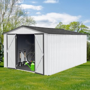 KWPZQEB Outdoor Storage Sheds, Metal Garden Tool Shed with Slooping Roof & Lockable Doors, Weather-Resistant Metal Tool Shed for Backyard, Poolside - 1 of 4