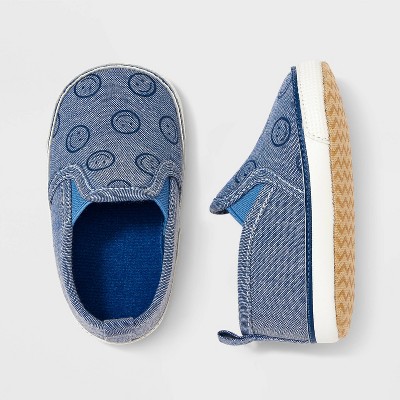Image of Baby Boys' Smiley Face Slip-On Sneakers - Cat & Jack™ Blue 0-3M