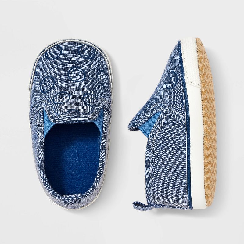 Baby Boys' Smiley Face Slip-On Sneakers - Cat & Jack™ Blue, 1 of 5