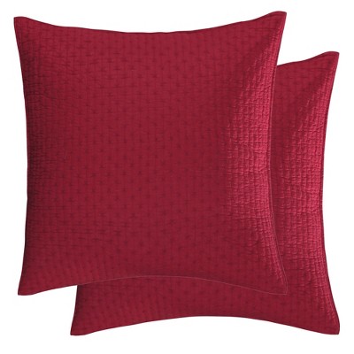 Cross Stitch Red Solid Euro Sham Set of 2 -  One Euro Sham Red - Levtex Home