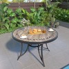 CLIHOME Outdoor 48" Round Ceramic Tile Cast Aluminum Dining Table With Umbrella Hole - 2 of 4