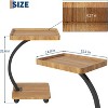 Acekool C-Shaped End Table with Rolling Wheels, 2-Tier Storage Side Table, Compact TV Tray Table for Living Room, Bedroom, Walnut Finish - 2 of 4