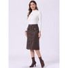 INSPIRE CHIC Women's High Waist Faux Suede Knee Length A-Line Skirts - 4 of 4