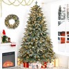 Set of 2 7ft Lighted Artificial Christmas Tree with Wreath - 2 of 4