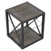 Maliang 1Pc 17.72x17.72x21.07" Modern End Table with Tempered Glass&MDF Top , Industrial Style Side Table - 2 of 4
