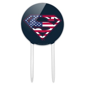 Superman Usa American Flag Shield Logo Acrylic Cake Topper - 1 of 4