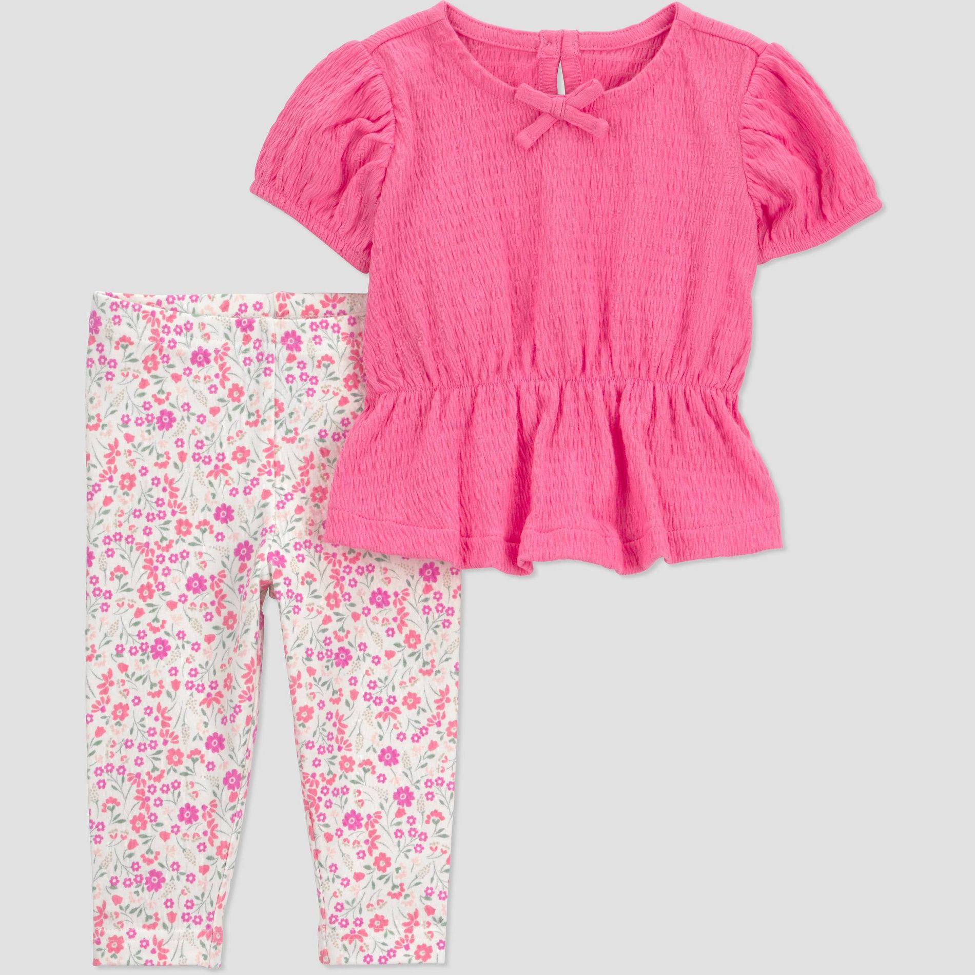 Carter's Just One You® Baby Girls' 2pc Floral Ruffle Sweatshirt and Leggings Set- Pink