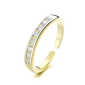 Sterling Silver and 14K Gold Channel-Set Toe Ring - 1 of 4