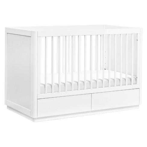 White crib sale with storage drawer