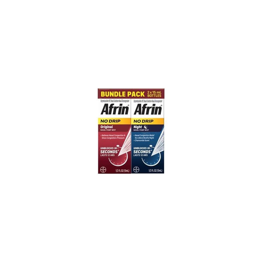 Afrin Original & Night Nasal Spray Bundle Pack - 2x15ml