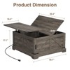 Lift Top Wood Square Center Table with Charging Station, Rustic Coffee Table - 2 of 4