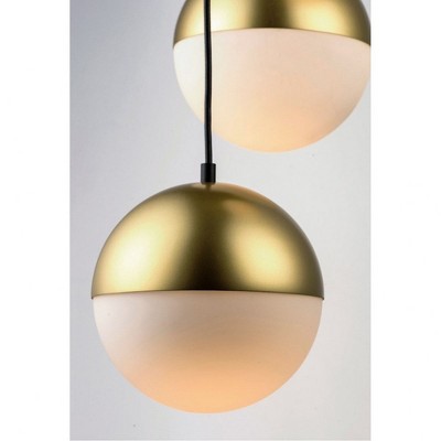 Half Moon 3-Light 17" Globe Pendant in Metallic Gold with Satin White Glass