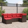 vidaXL 7 Piece Patio Sofa Set with Cushions Poly Rattan - Brown and Red Without Table - 2 of 4