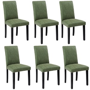 VECELO Set of 2/4/6 Upholstered Dining Chairs High Back Parsons Chairs Wooden Kitchen Chairs Brown/Beige/Green - 1 of 4