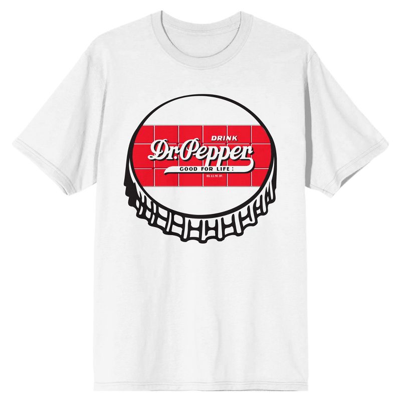 Dr. Pepper Bottle Cap With Logo Crew Neck Short Sleeve White Men's T-shirt, 1 of 4