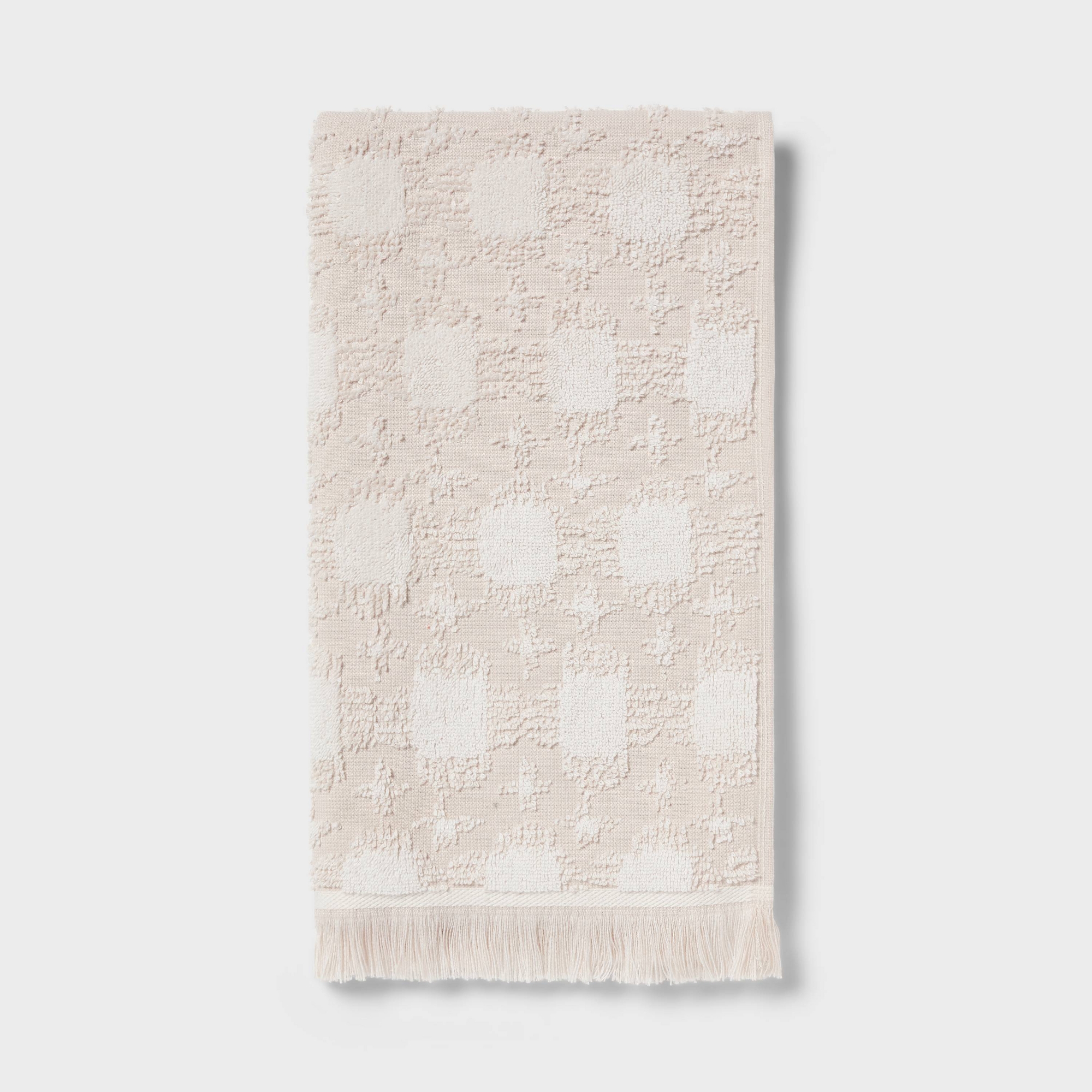 Textured Square with Fringe Hand Towel Cream - Threshold™