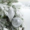 6"H & 4"H Sullivans Christmas Frosted Silver Clear Ornaments Set of 2  White-Silver - 3 of 3